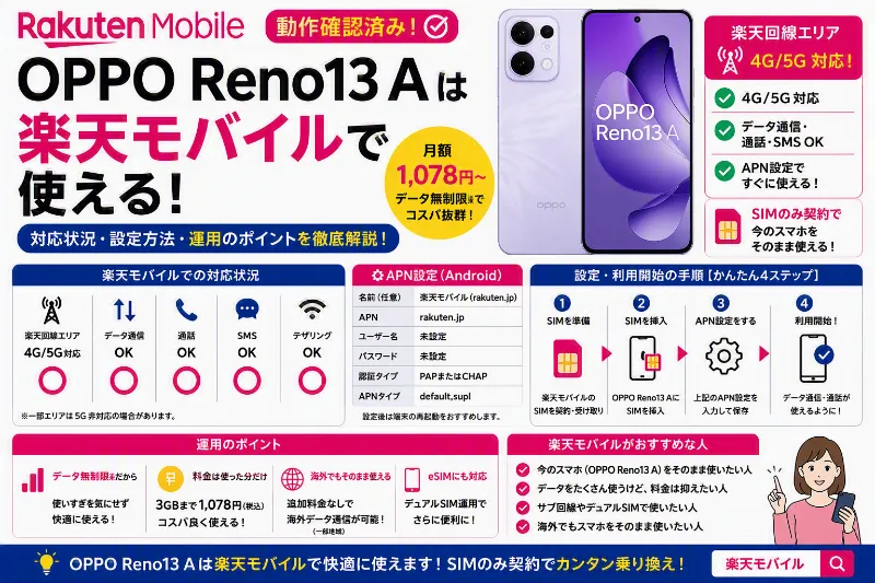 OPPO Reno13 A 楽天モバイル