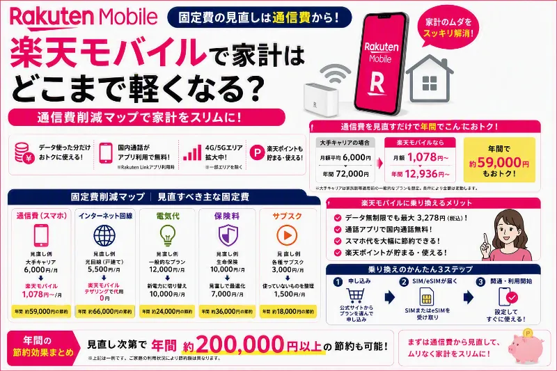 楽天モバイル 固定費 見直し