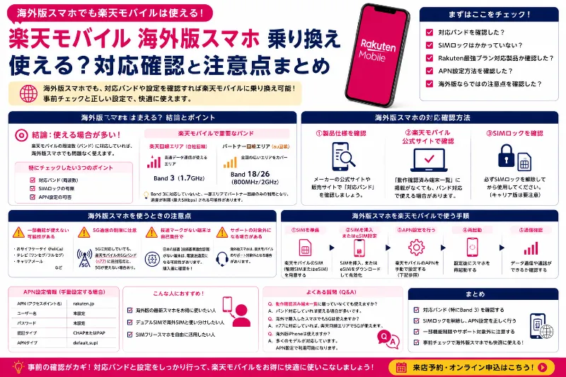 楽天モバイル 海外版スマホ 乗り換え